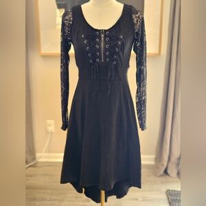 Tripp NYC Black Lace-Up High Low Dress S
